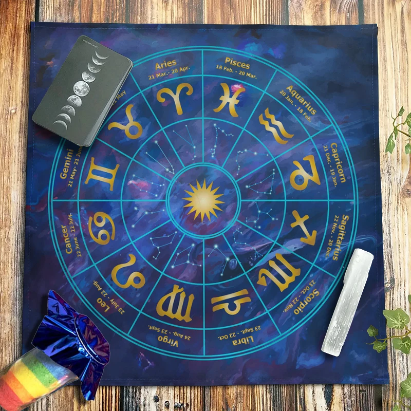 

Galaxy Signs Zodiac Tarot Tablecloth Velvet Altar Cloth Pagan Constellations Divination Witchcraft Astrology Oracle Cards Pads