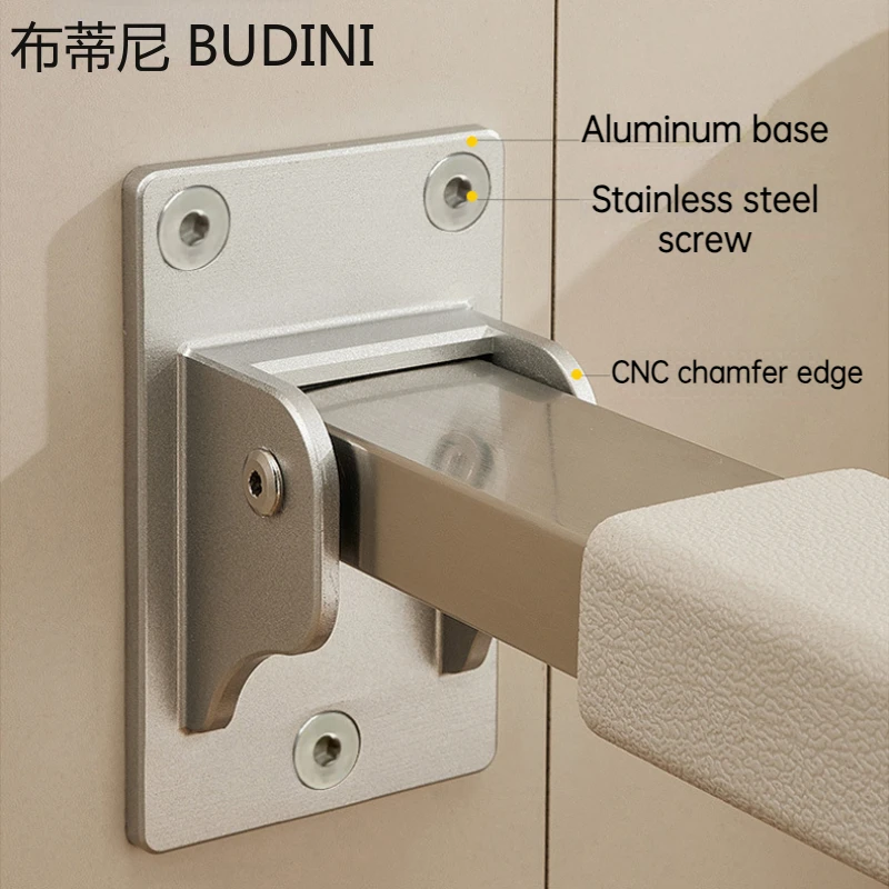 24in PU Folding Handle Wall Mounted Safety Anti-slip Thicken Toilet Grab for Senior Assistant Tool