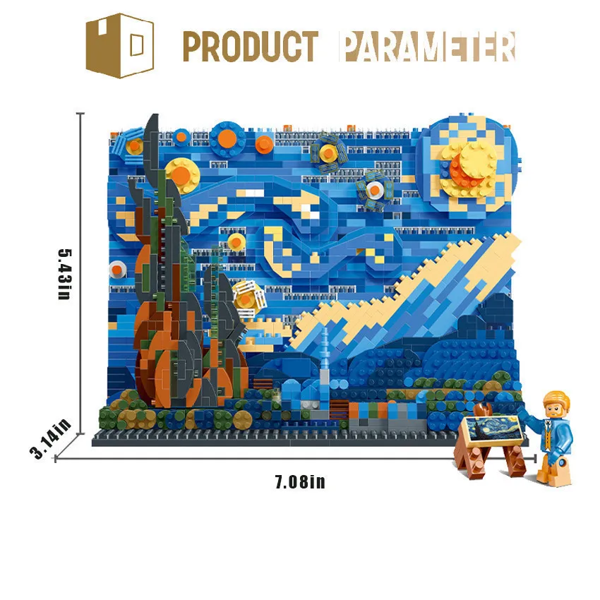Pantasy Kanagawa Surfing Puzzle Ukiyo-E Building Block Decoration Creative Assembling Toy World Famous Painting Gift 6