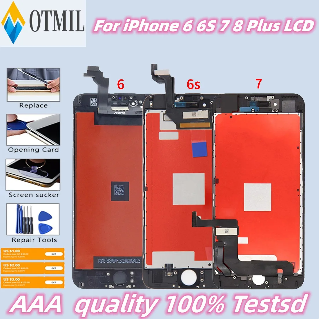 Schermo Di Grado Aaa +++ Per Iphone 6 6S 7 8 Plus Lcd Con Perfetto Gruppo Digitalizzatore Touch Screen 3D Per Display Iphone 5 5S + Strumenti