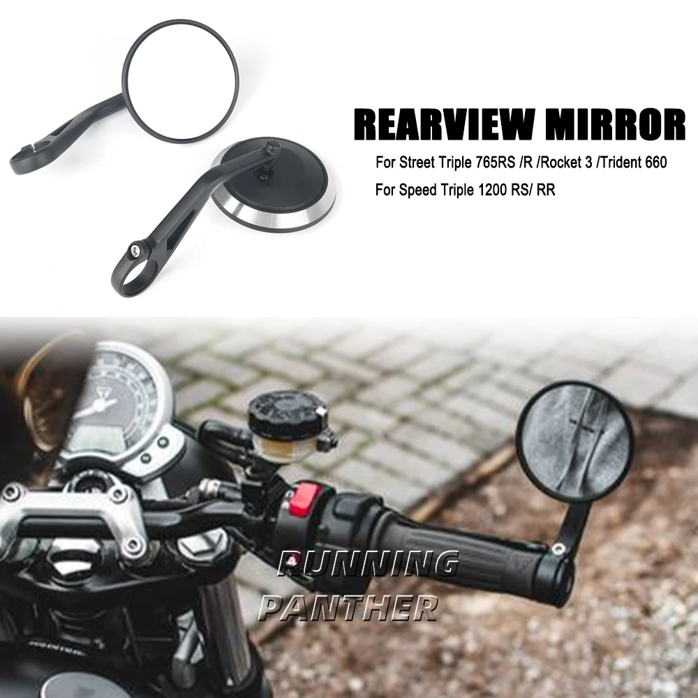 

For Rocket 3 Street Triple S 765 765RS 765R Trident 660 Speed Triple 1200RS 1200RR Motorcycle Handlebar Rearview Bar End Mirrors