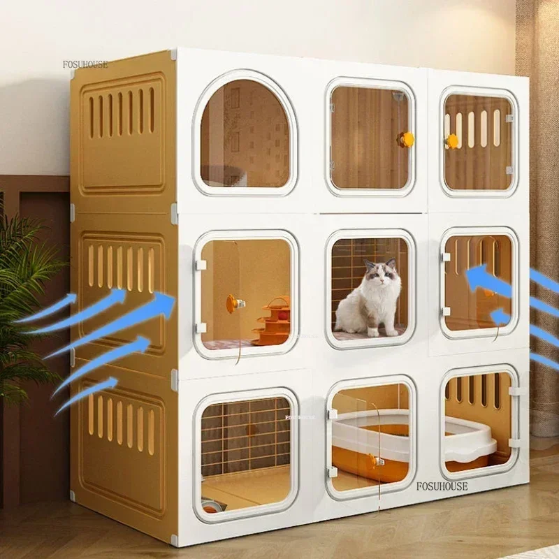 현대식 심플 고양이 케이지 가정용 실내 고양이 집 화장실 내장형 창의적인 대형 프리 스페이스 케이지 고양이용 애완용품