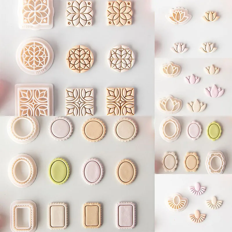 Polymer Clay Cutter Geometry Clay Embossed Molds for Earrings Jewellery