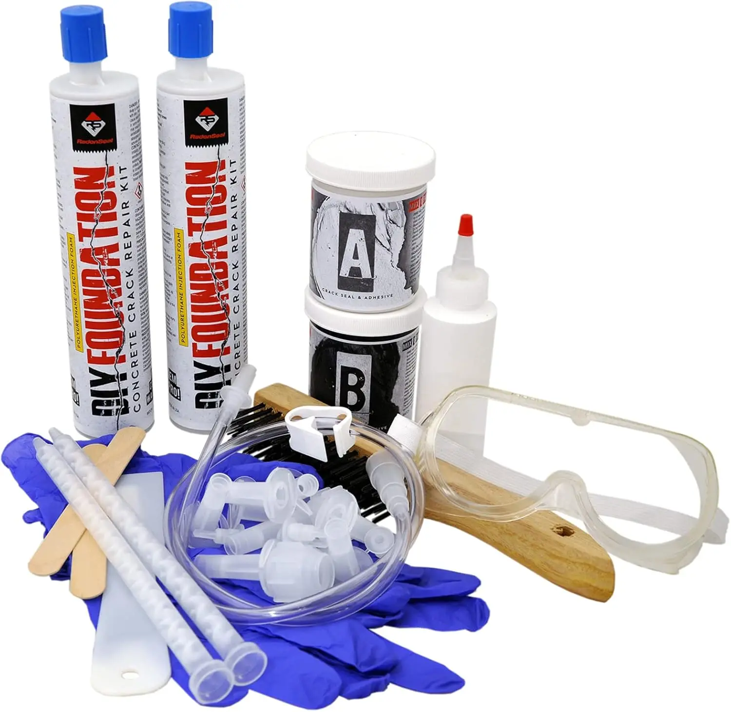 RadonSeal Concrete Foundation Crack Repair Kit (10 ft)-The Homeowner's Solution to Fixing Basement Wall Cracks Like The Pros!