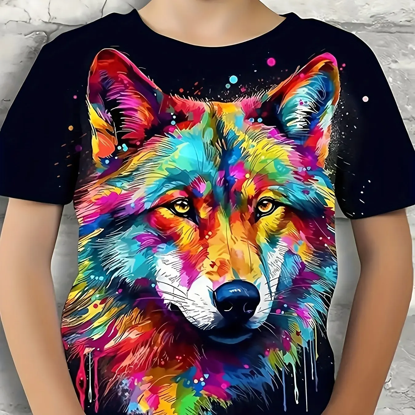 Children's Clothing Boys Tshirt Short Sleeve Cool 3D Wolf Print Kids Summer Clothes Stylish Streetwear Round Neck Girl Clothes﻿ 4