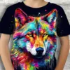 Children's Clothing Boys Tshirt Short Sleeve Cool 3D Wolf Print Kids Summer Clothes Stylish Streetwear Round Neck Girl Clothes﻿ 4
