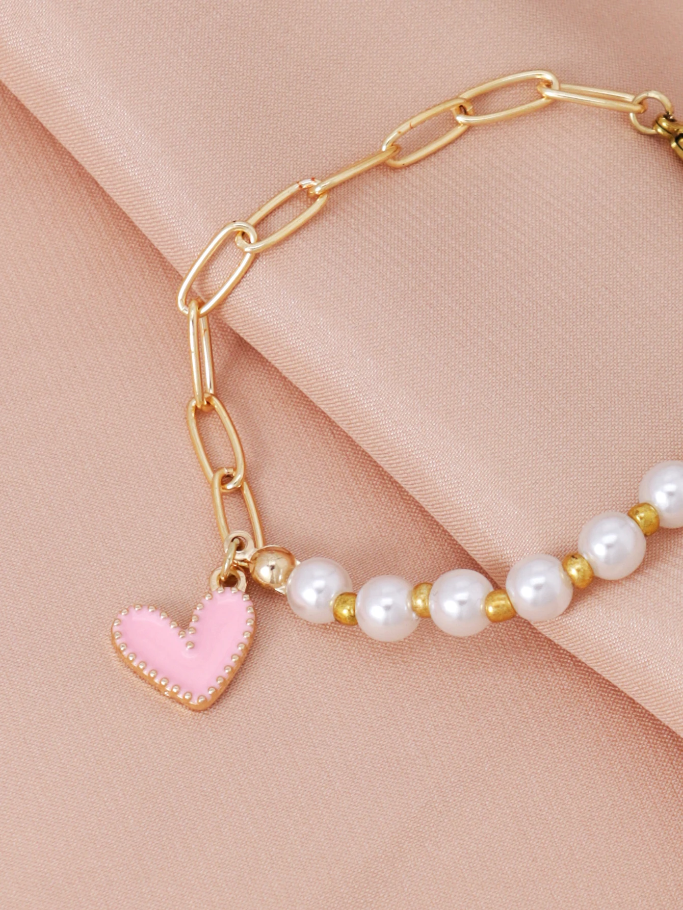 Fashion Bracelet Imitation Pearl Beaded Metal