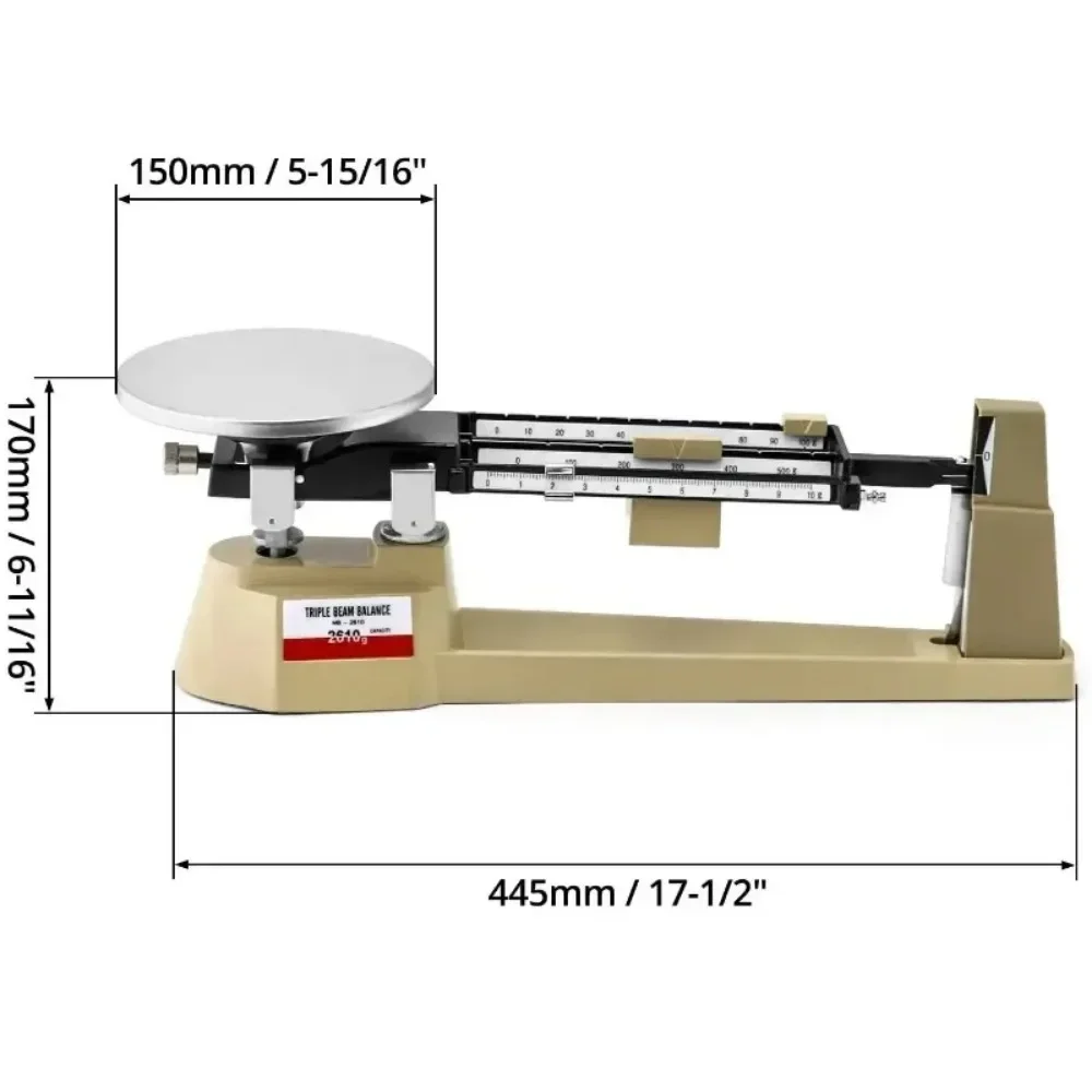Triple Beam Weighing Balance Scale for Lab 2610g/0.1g Analytical Weight Set, Triple Beam Scale with Zero Adjustment Knob