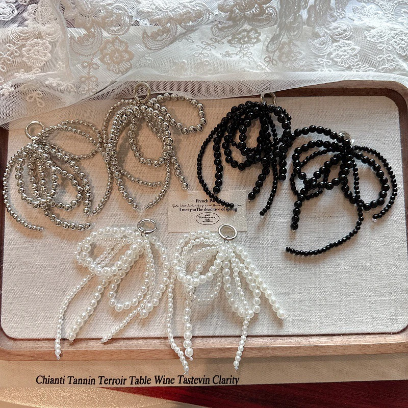 Shoe Charms Shoe Decorations 1PC Handmade Shoes Clip Pearl Bead Bowknot Charm Shoe Buckle Decoration Bag Pendant Bow Key Chain Accessories