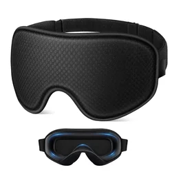 Ultimate Comfort Sleep Mask - 3D Breathable Blackout Eye Shade with Adjustable Strap (Black)