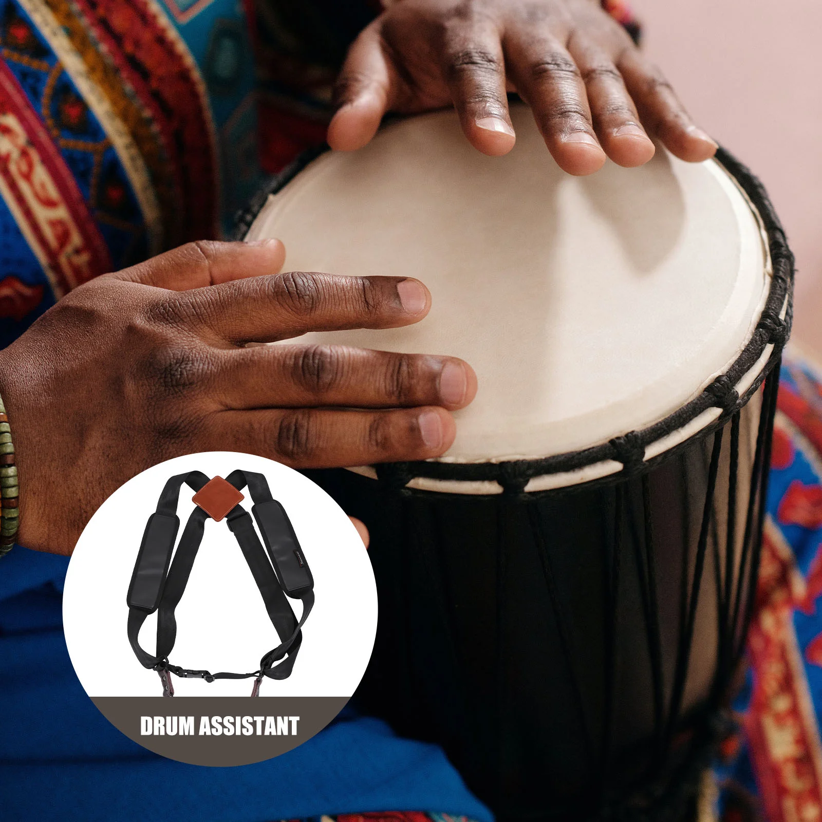 Djembe Polyester Shoulder Strap For Drum Accessory Strong Metal Buckle Adjustable African Instrument Belt With Hook Design