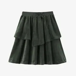 AS Velour Collection: Family Matching Clothes for Kids - Autumn Edition (Green Girls Skirt)