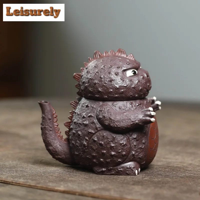 140ml Yixing Purple Clay Teapots Handmade Cute Dragon Pot Tea Pet Raw Ore Purple Mud Kettle Zisha Tea Set Tea Ceremony Craft