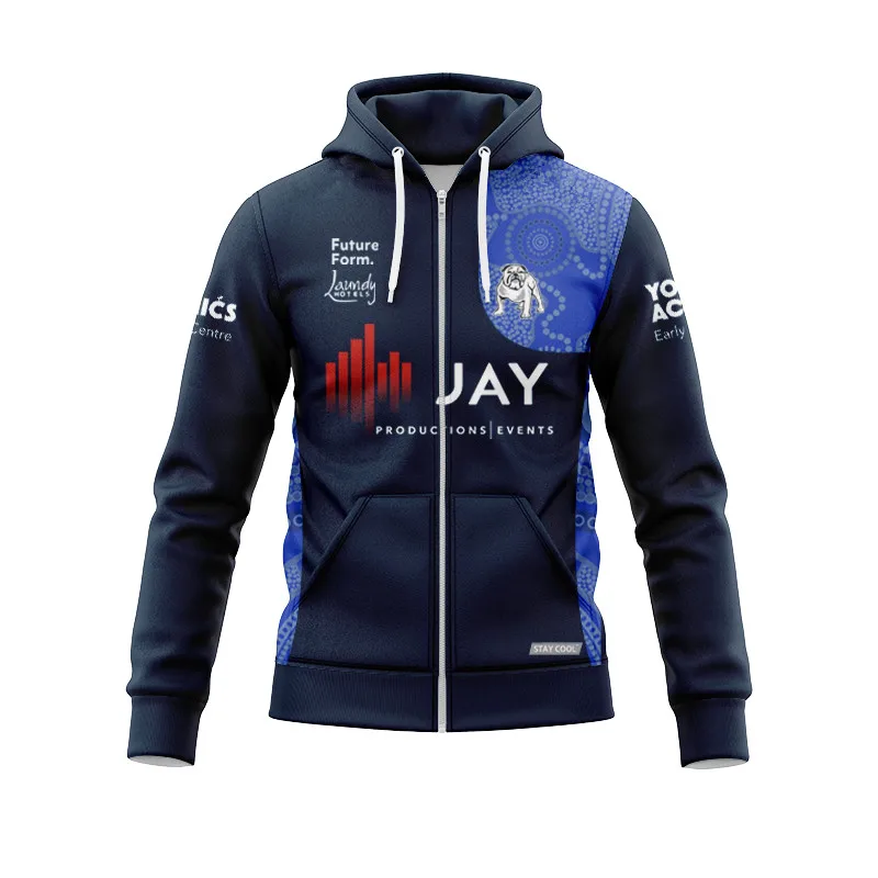 BULLDOGS MENS RUGBY Hooded TRAINING JERSEY size S--5XL ( Print name and number )