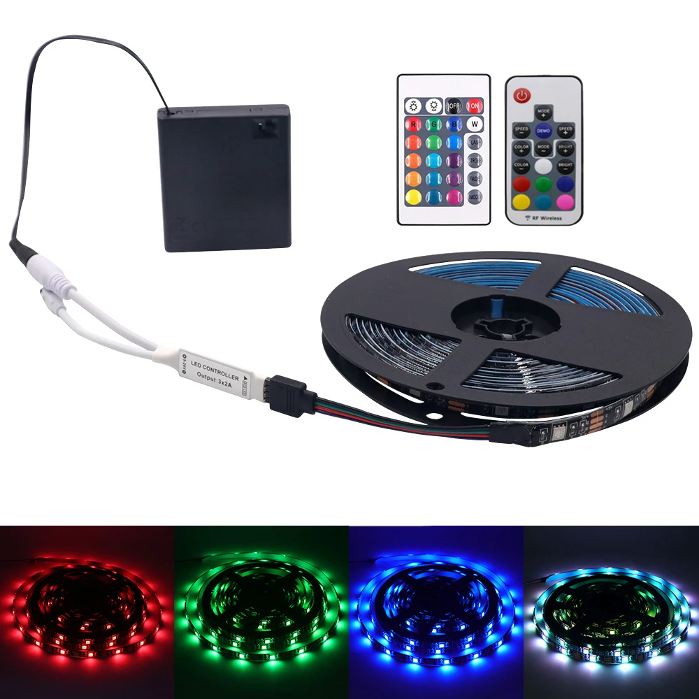 Светодиодная лента, 5 В, 5050 RGB, на батарейках