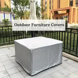 Durable Windproof Outdoor Furniture Cover - UV - Resistant Oxford Polyester Patio Protector - 350x260x90cm (Silver)