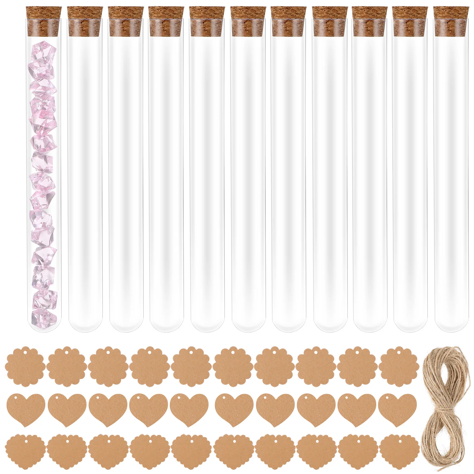 

30 шт. пробковые пластиковые тестовые трубки этикетки и веревка прозрачная бутылка с контейнером DIY трубки пробки