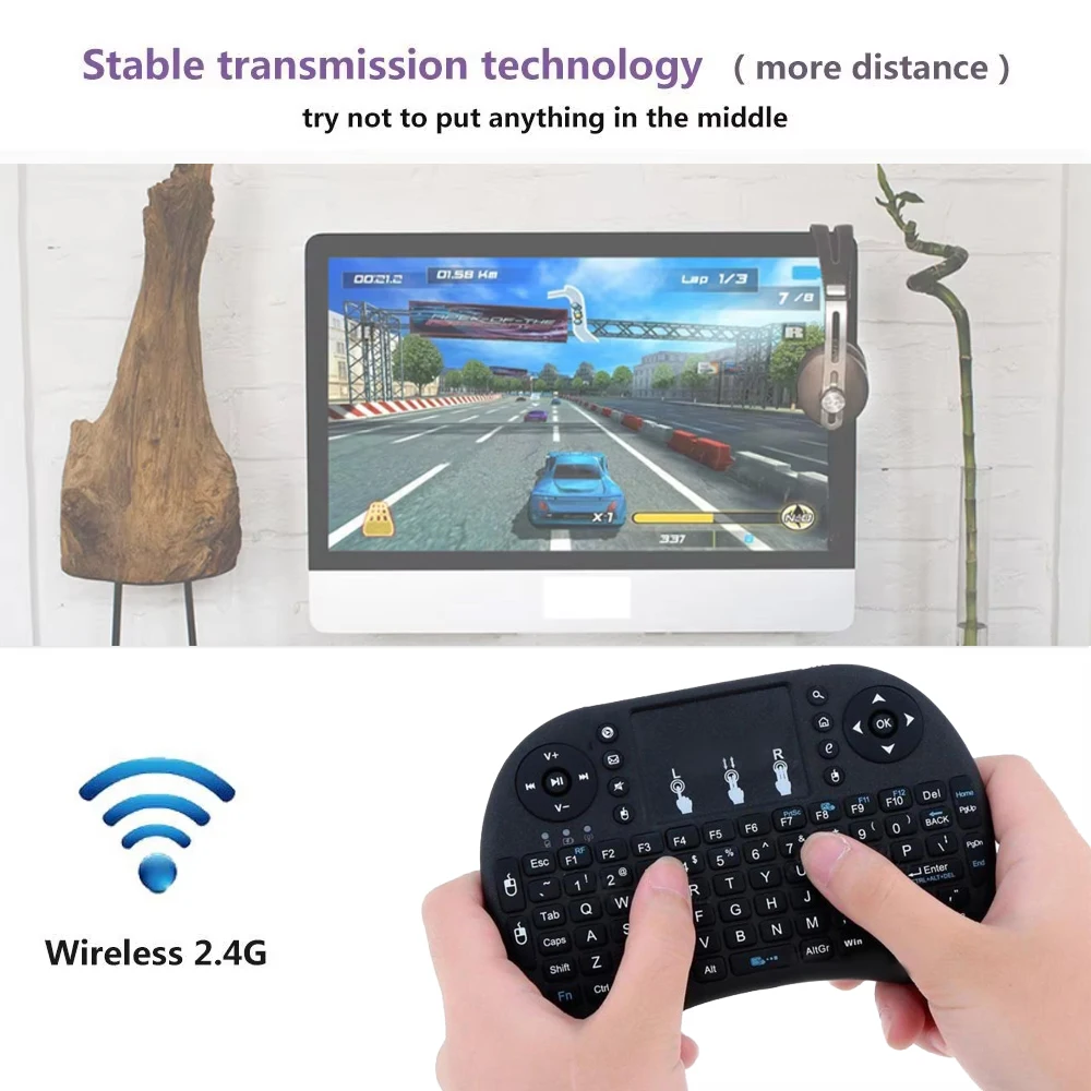 Wireless Air Mouse Keyboard with Touchpad - Compact Remote Control