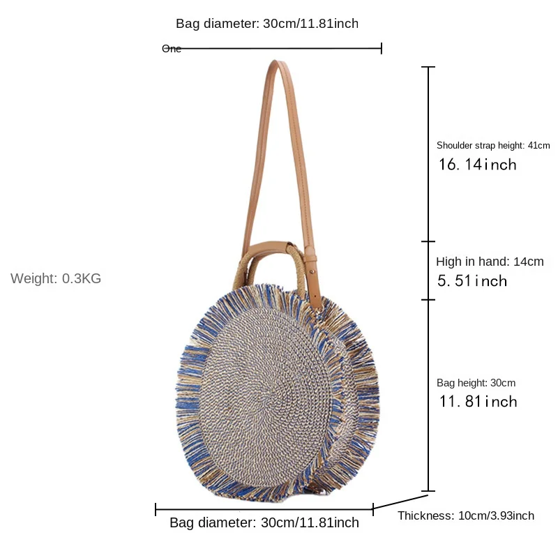 Minimalist style Instagram popular grass woven bag, portable one shoulder dual-purpose casual handmade woven bag without lining