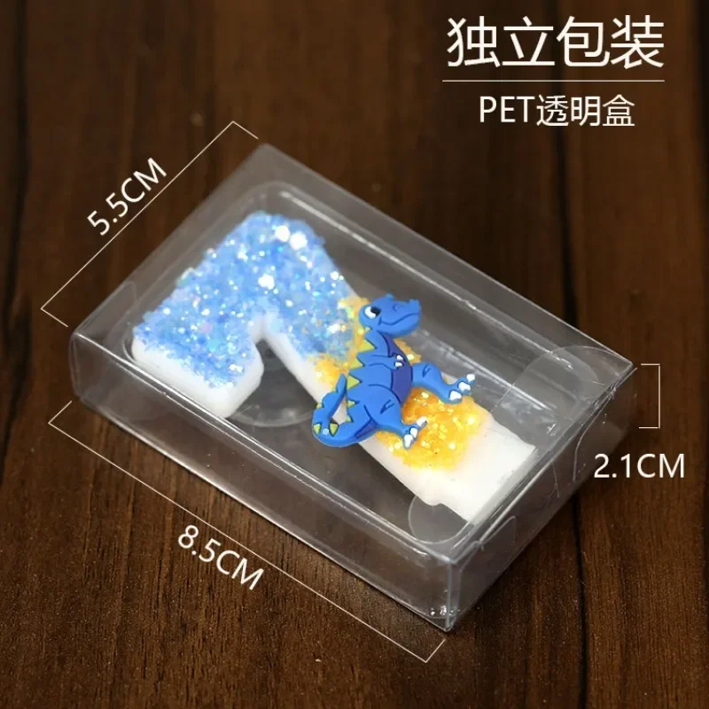 Number 0-9 Candles Gradient Yellow Blue Dinosaur for Boys Birthday Cake Decoration Candles Ornament Party Supplies