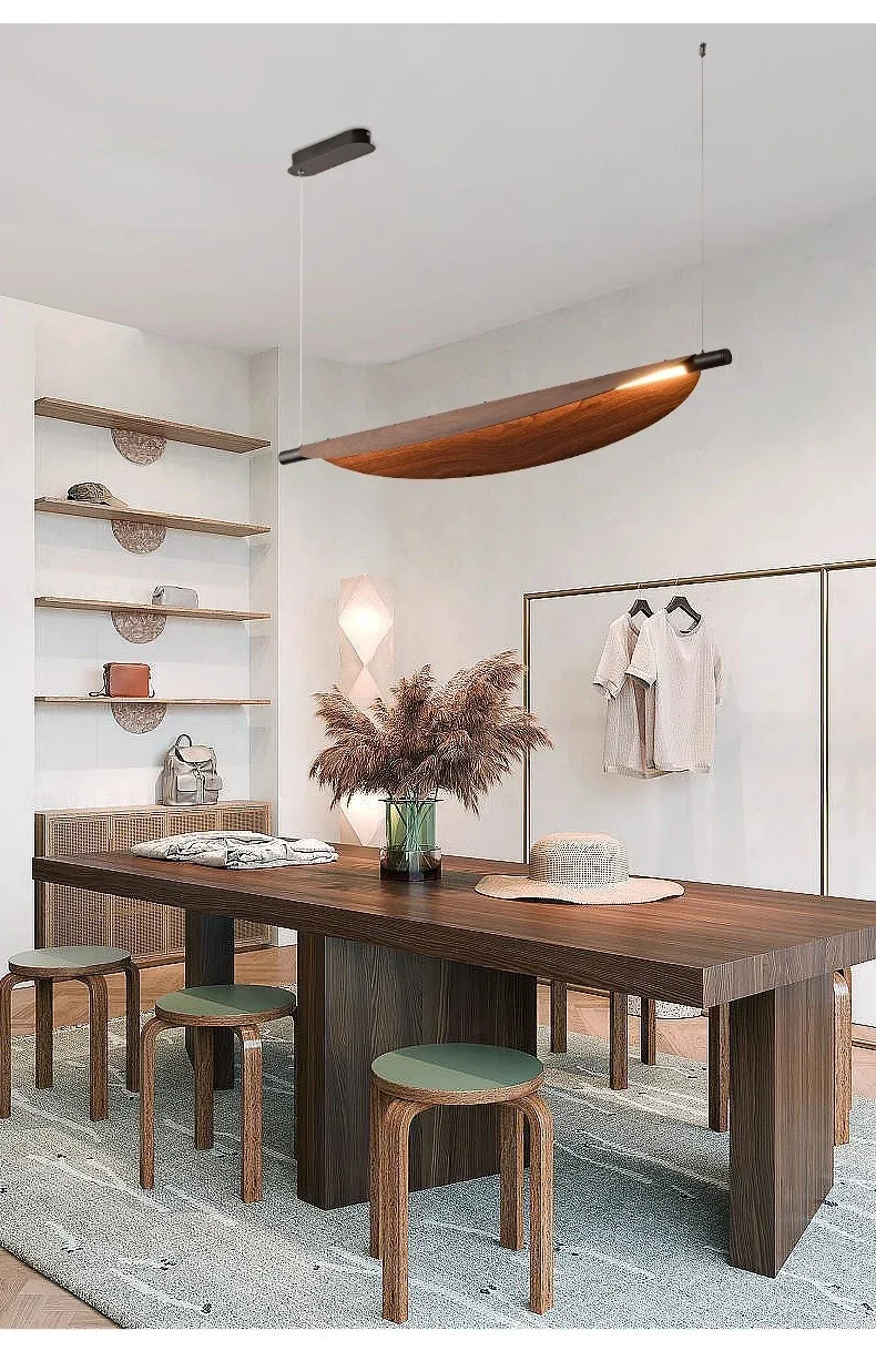 Nordic Wood Grain Leaves Led Pendant Light Wabi Sabi Restaurant Table Bar Chandelier Lighting Home Tea Room Decor Hanging Lamps