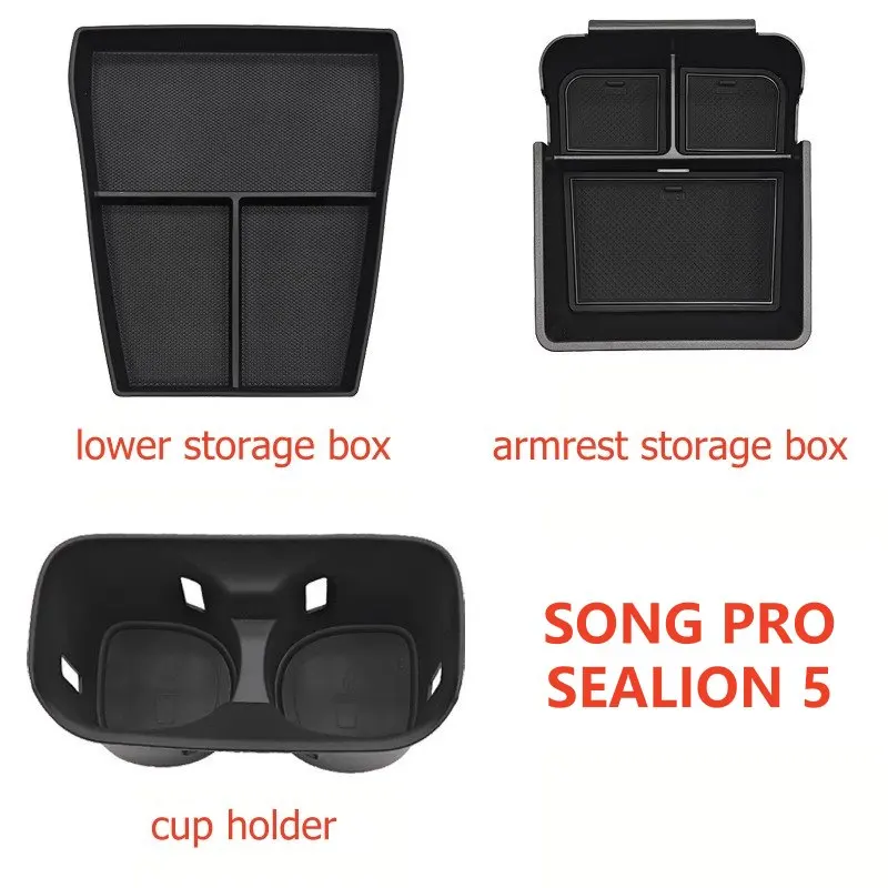 Armrest Storage Box Cup Holder For BYD SONG PRO Sealion 5 DMi 2026 2025 Car Interior Accessories