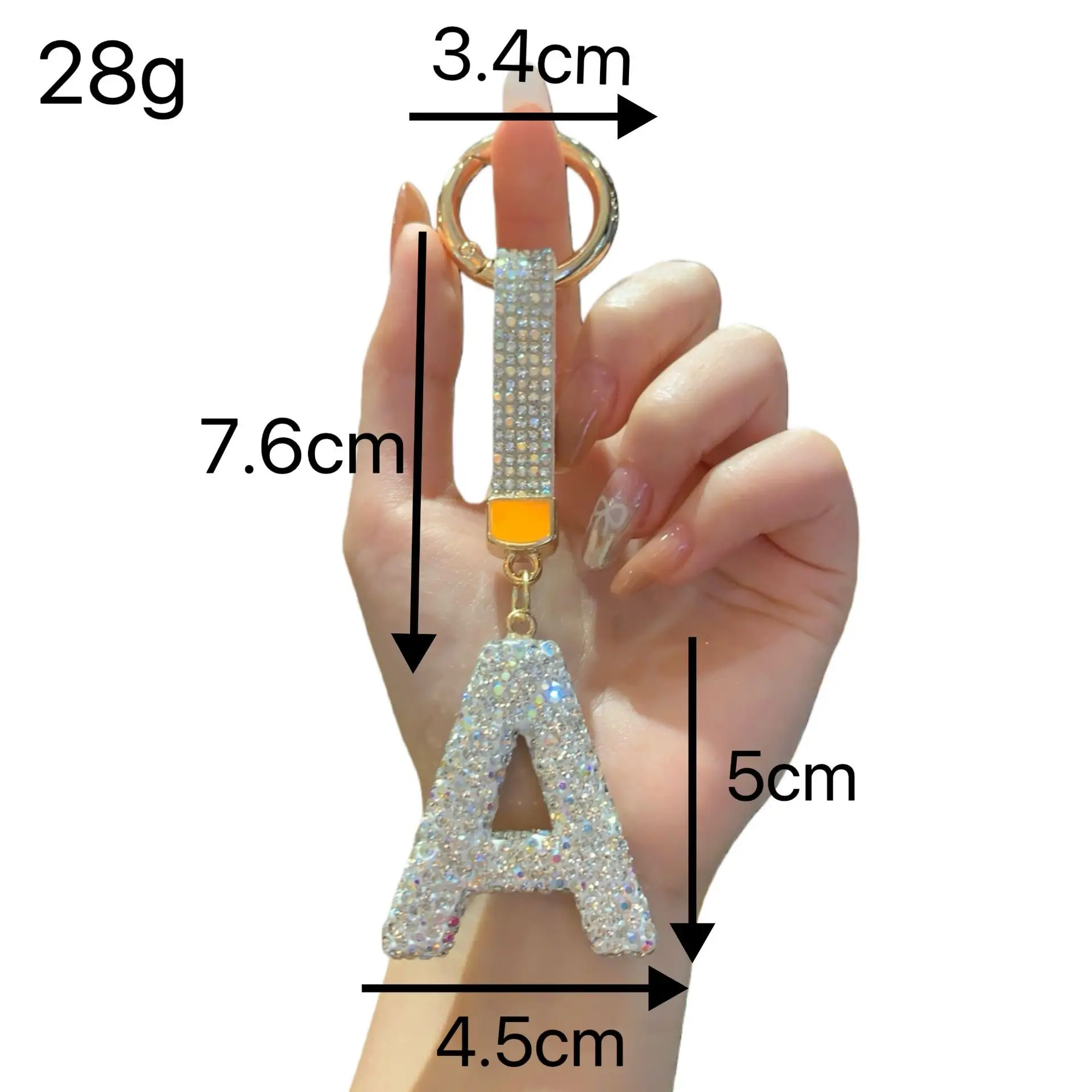 Full Rhinestone English Letter Keychain - Luxury Bag Charm & Car Key Ring, Elegant Small Gift