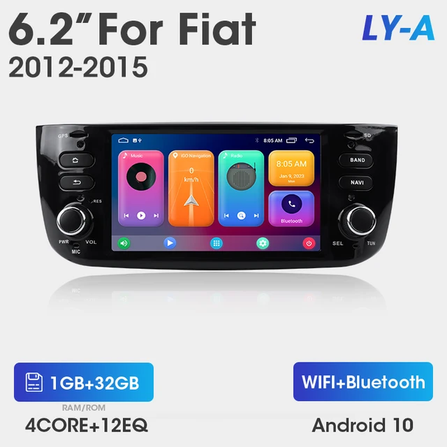 Autoradio Android 2 Din 7 Pouces Pour Fiat Punto Evo 2012-2015 - 4G/64G, Carplay Sans Fil, GPS, Caméra De Recul