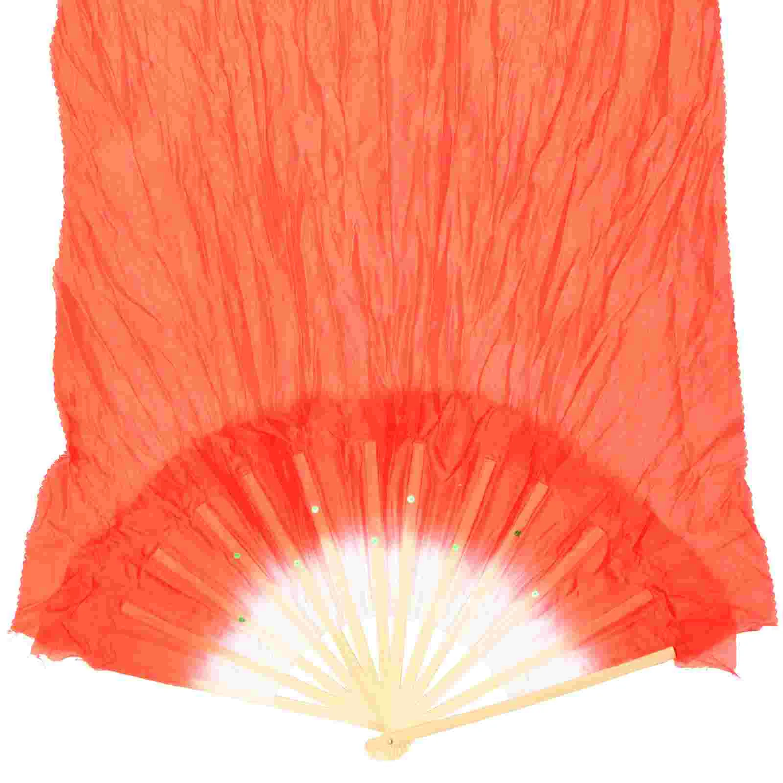 

Satin Dance Fan Chinese Decor Performance Prop Folding Silk Stage Show Accessories Belly Bamboo Lengthen Long Women's