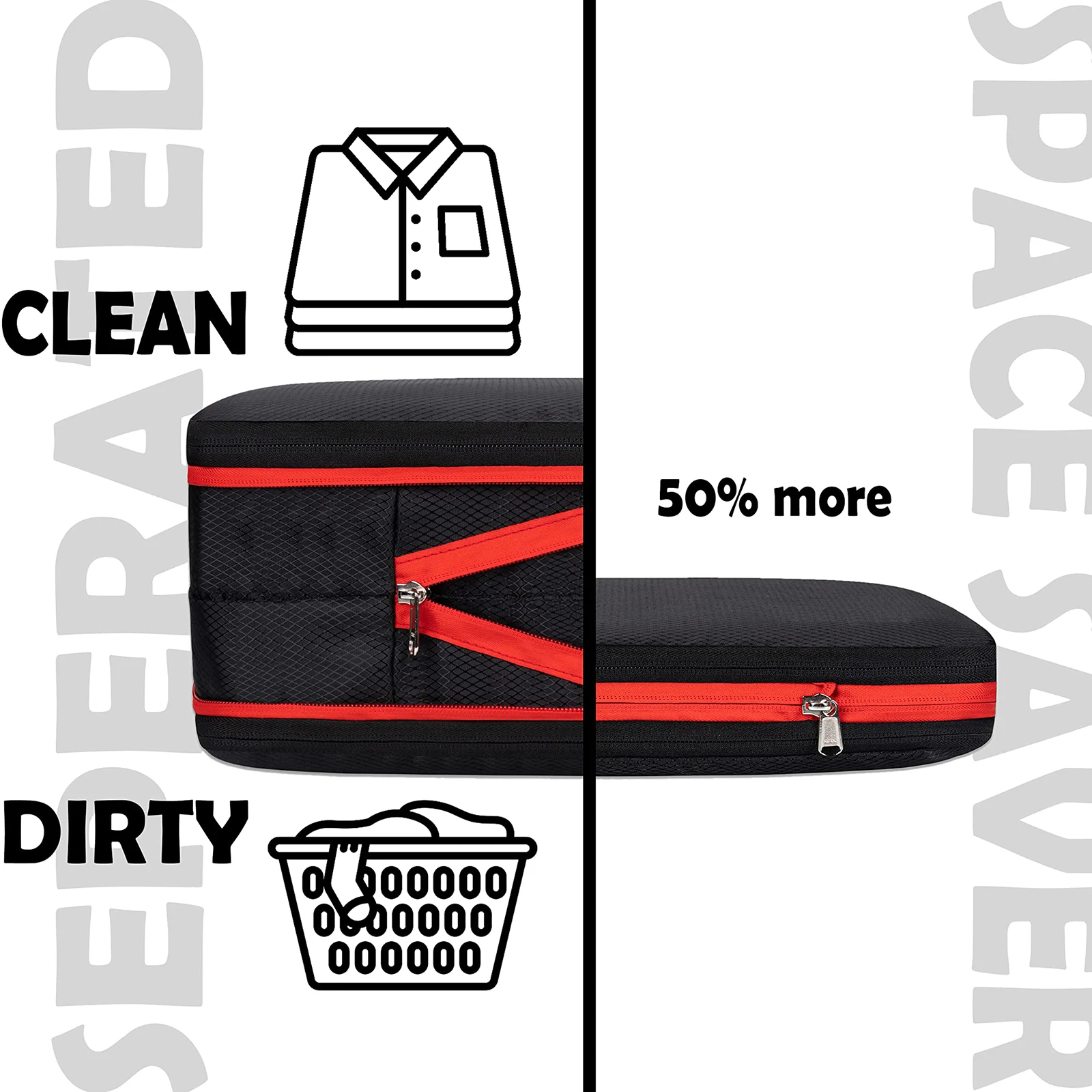Cubi Di Imballaggio A Compressione A Doppio Strato Per Viaggio - Set Da 5 Organizer Per Valigia, Blu, Taglia L - 4