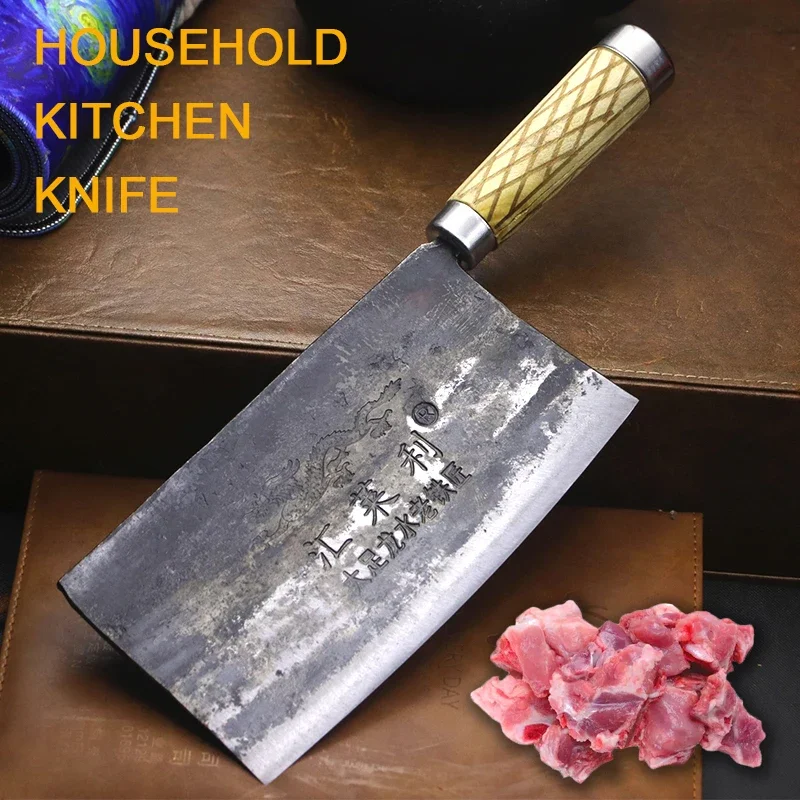 hand forged large boning knife with steel blade Old-fashioned chef's commercial chopping knife for long lasting sharpness 8