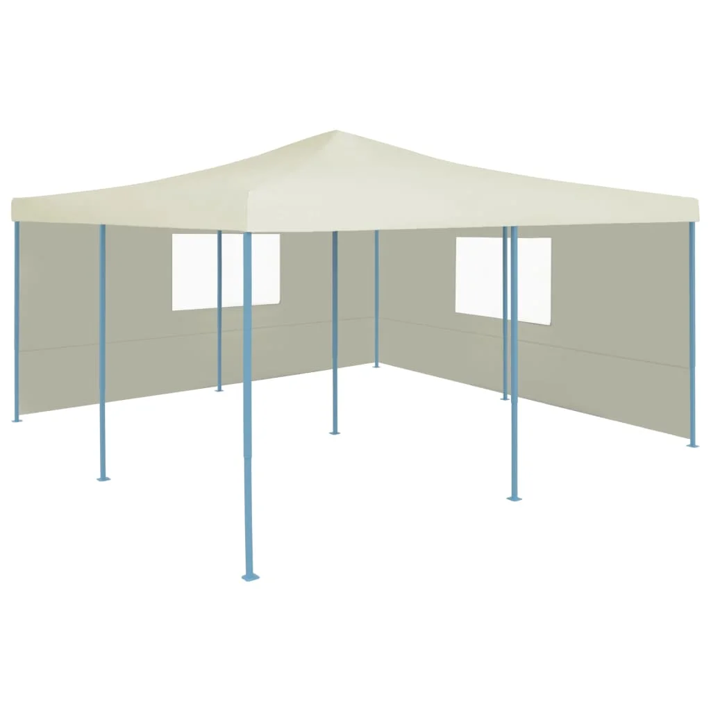 Gazebo Pieghevole Con 2 Pareti 5X5 M Forniture Da Giardino Crema, Baldacchino, Forniture Per Esterni, Tenda Da Sole, Ombrellone, Isolamento Termico E 