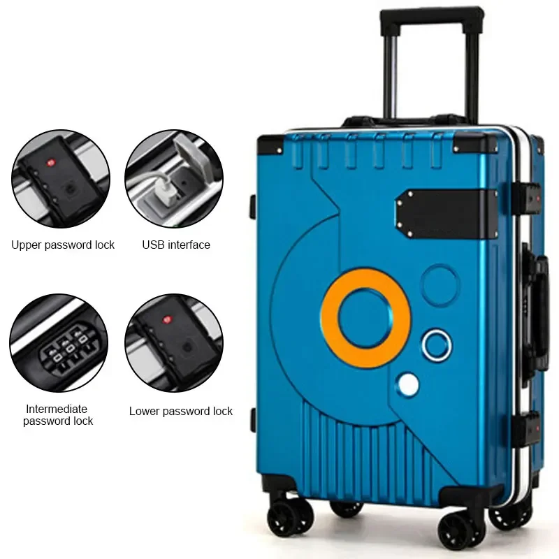 Aluminum Frame Suitcase With Silent Wheels And Combination Lock_voghion.com