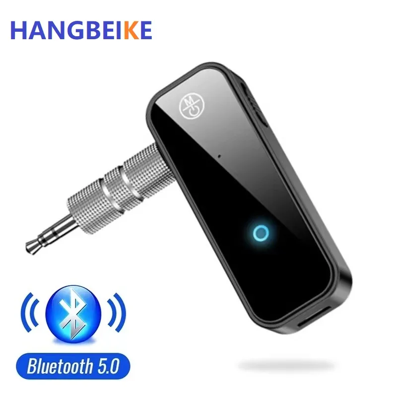 

HANGBEIKE Bluetooth Adapter 5.0 AUX Transmitter Receiver Audio AUX 3.5mm Jack Dongle Cable Handfree for TV Earphone Computer