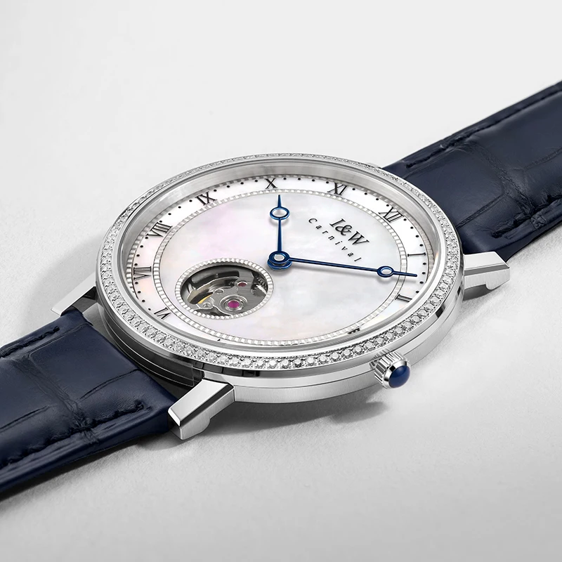 Orologio meccanico ultra sottile Carnival Brand IW Series da uomo con cinturino in pelle, movimento MIYOTA, tourbillon, orologio da uomo di lusso_voghion.com