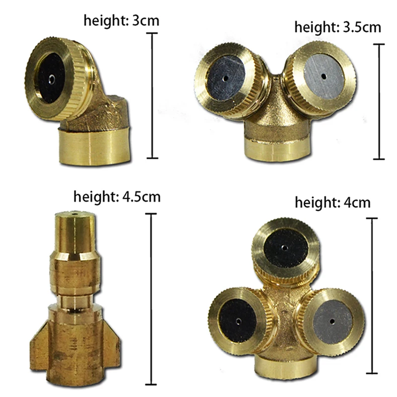 1/4" 1/2" 3/4" Brass Garden Sprayer Nozzle 1/2/3/4 Hole Garden Irrigation Water Sprinkler For Water Atomizing Spray Fitting