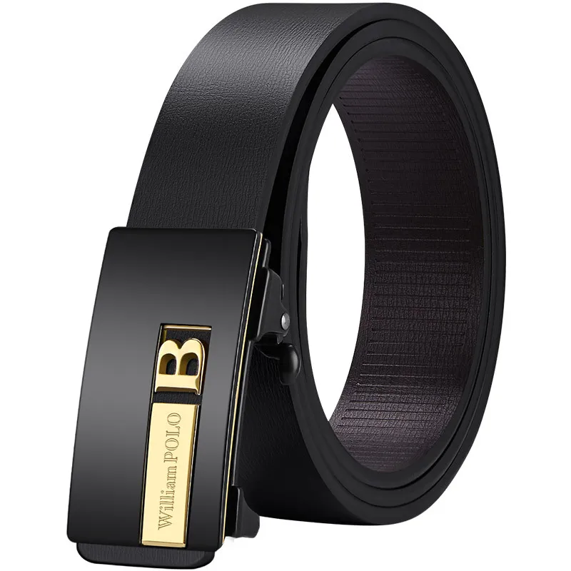 

Emperor Paul Toothless Men's Leather Belt Automatic Buckle Casual All-Match Trendy Cowhide Pants Belt Wholesale
