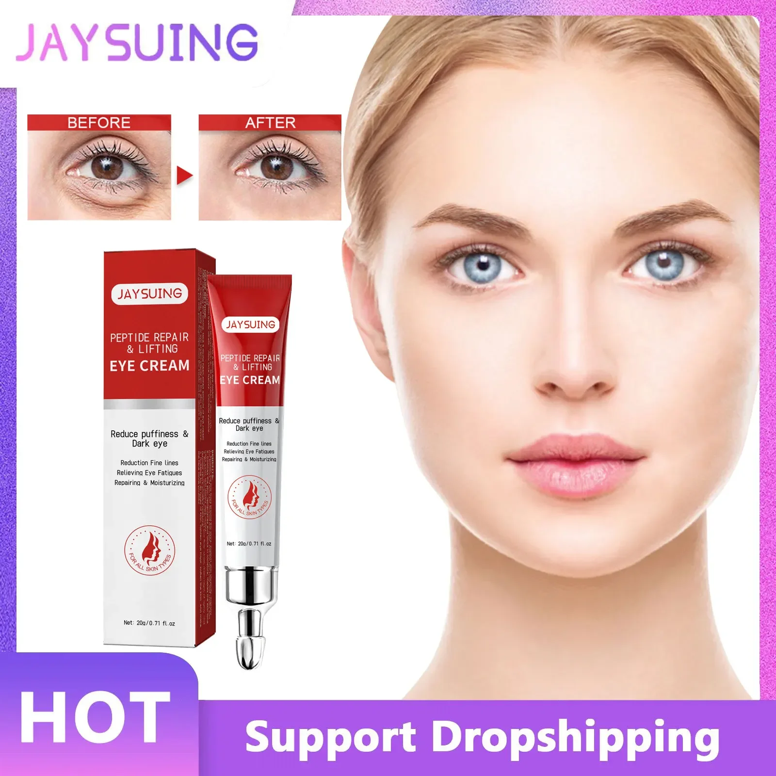 Dark Circles Remover Eye Cream Peptide Brightening Anti Puffiness Under Eye Bags Against Wrinkle Cream Firmness Lifting Eye Skin