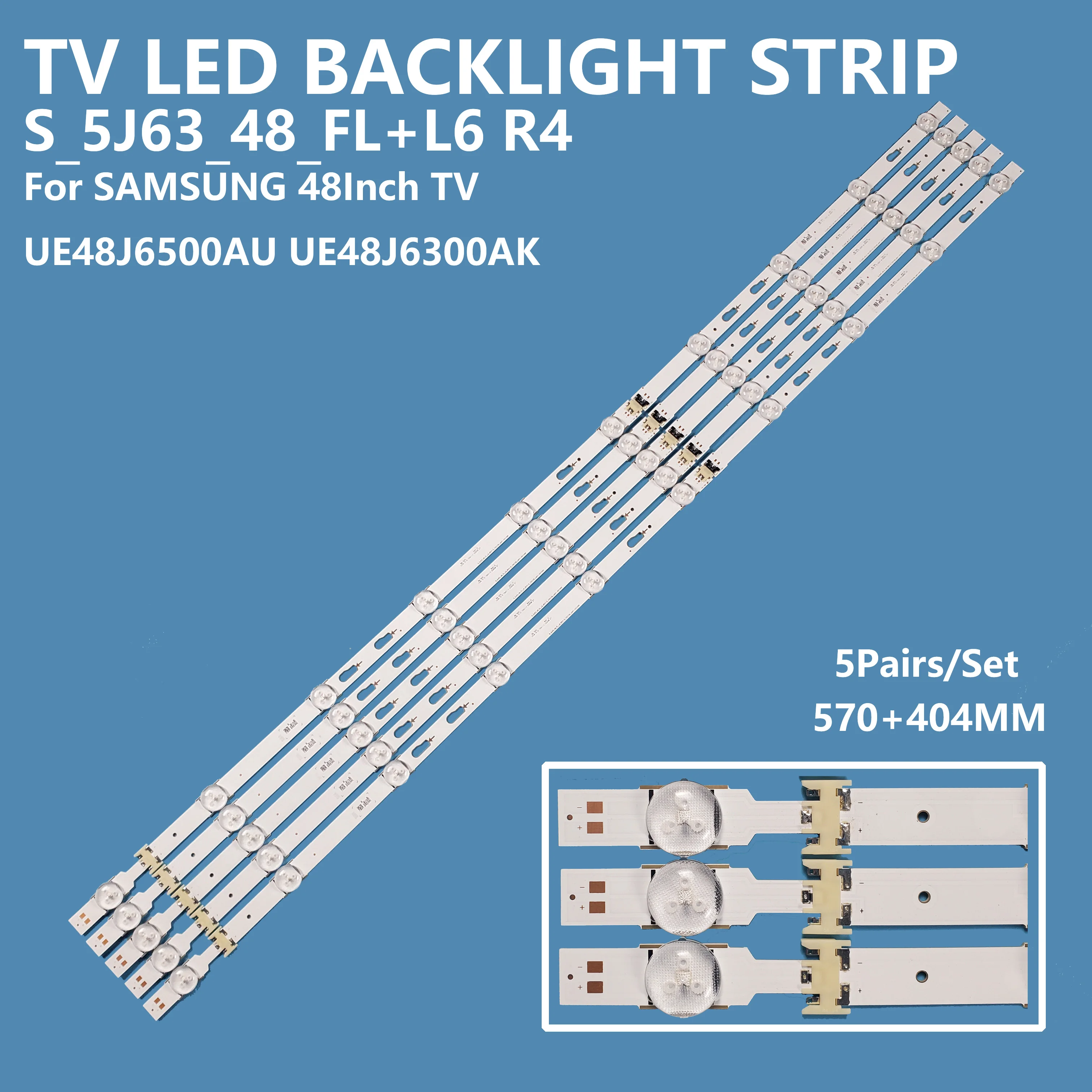 10Pcs/set LED Backlight Bar Light Strip V5DF-480DCB-R2 S_5J63_48_FL/R/L-R4 for Samsung 48inch UE48J6302AKXXH UE48J6500AU TV