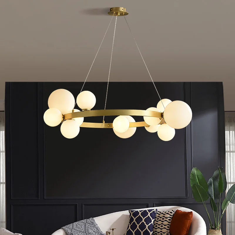 

Parlor Dining Room Bedroom Hanging Lamp Cord Adjustable Include G9 Bulb Clear White Glass Ball Chandeliers
