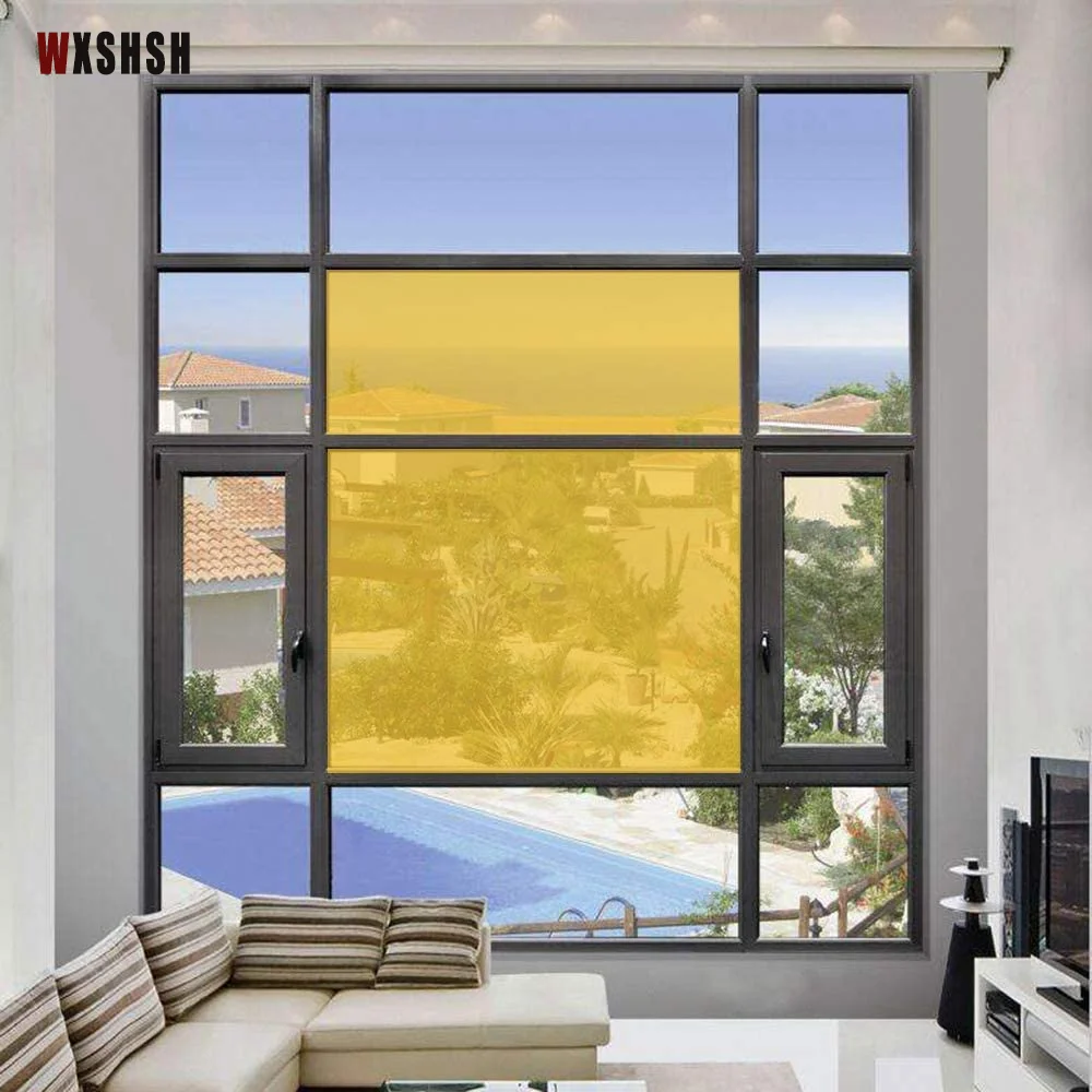 Adhesive Window Sticker Anti UV light PET Insect proof Explosion-proof Tint Film Clean room factory floor Yellow 9m Length