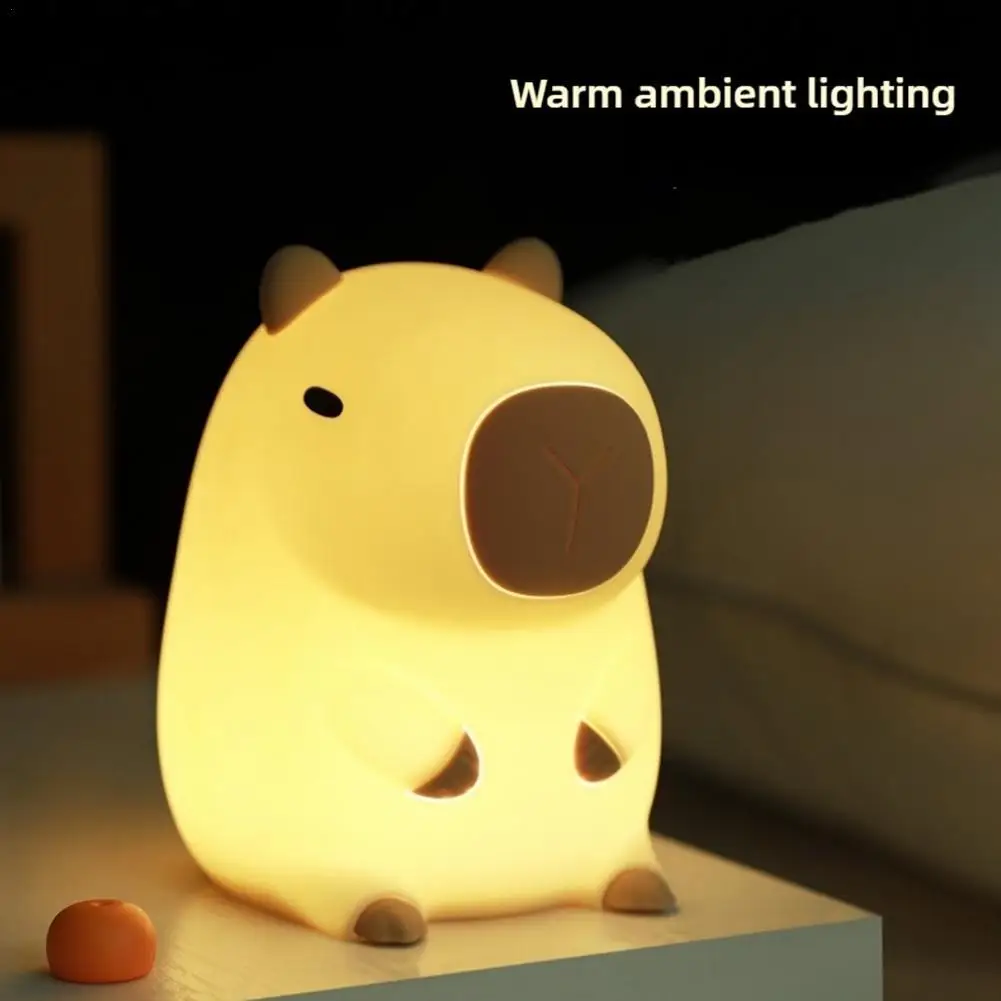 Capibala Silicone Catone Night Light Cute Mini Lamp Decoration Bedroom Light Creative Holiday Gift Decoration Atmosphere