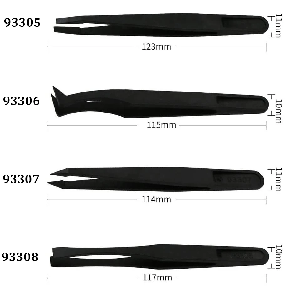 Plastic Pointed Tip Anti-static Carbon Fiber Electronic Tweezers Kit Electronics DIY Repair Tool 8PCS precision tweezers tweezer tool esd anti static tweezers soldering tweezers