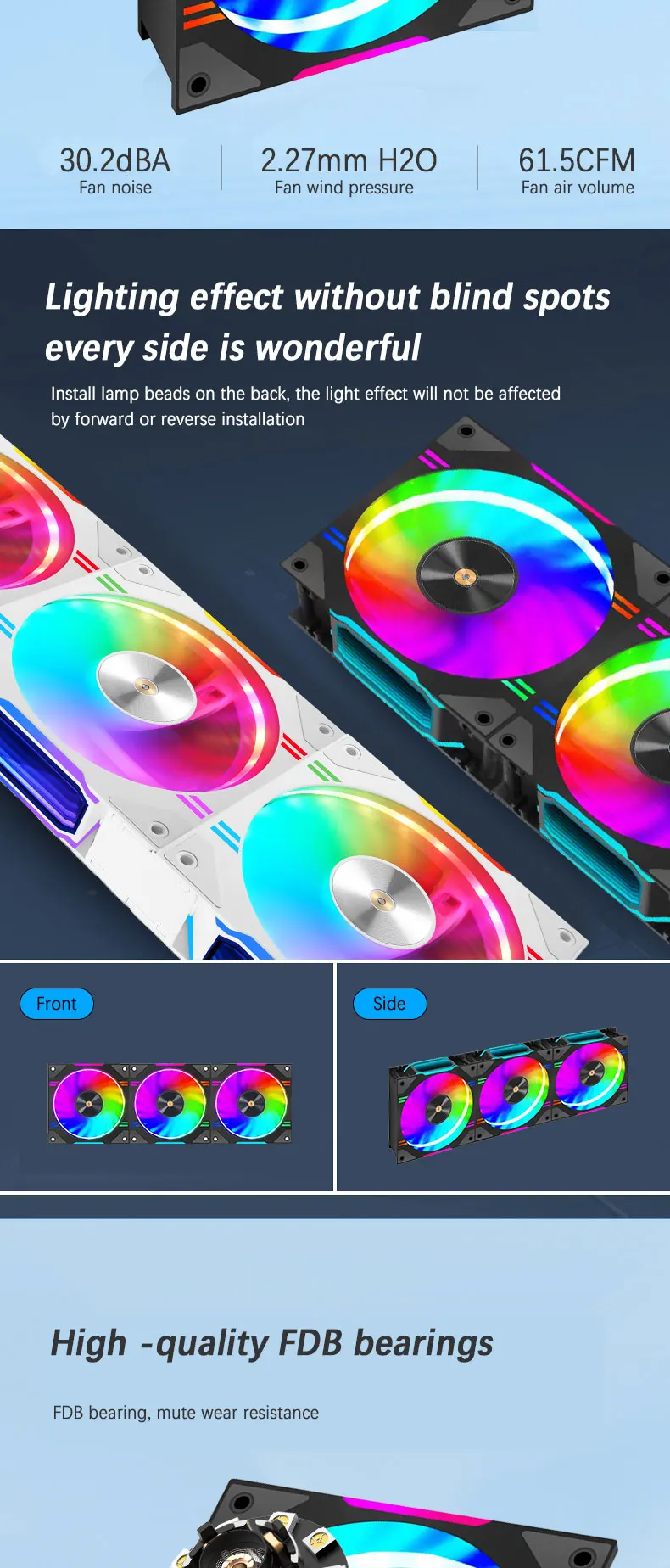 D30 120X120X30mm Computer Chassis cooling fan Suitable for air cooling/water coo