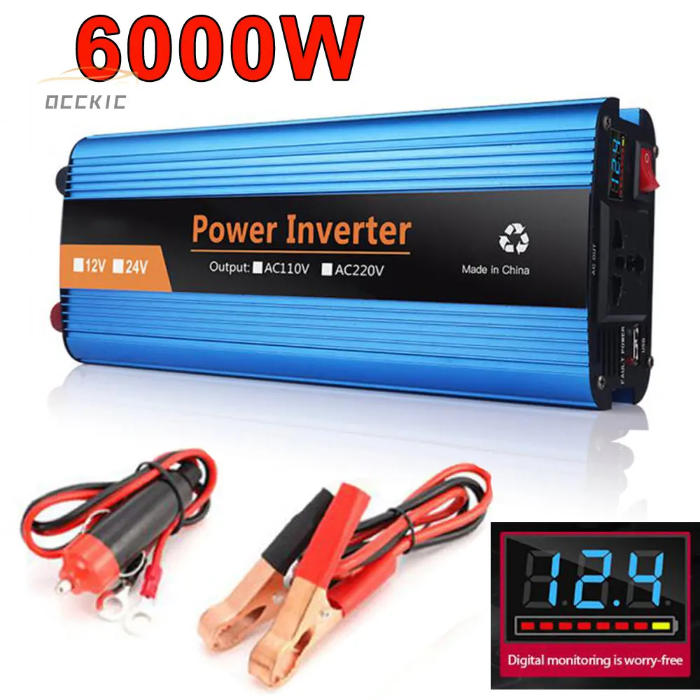 Inverter A Onda Sinusoidale Pura 6000W 12V 220V Inverter Solare Per Auto 24V 220V Adattatore Convertitore Di Tensione A Onda Sinusoidale Muslim12 V 22
