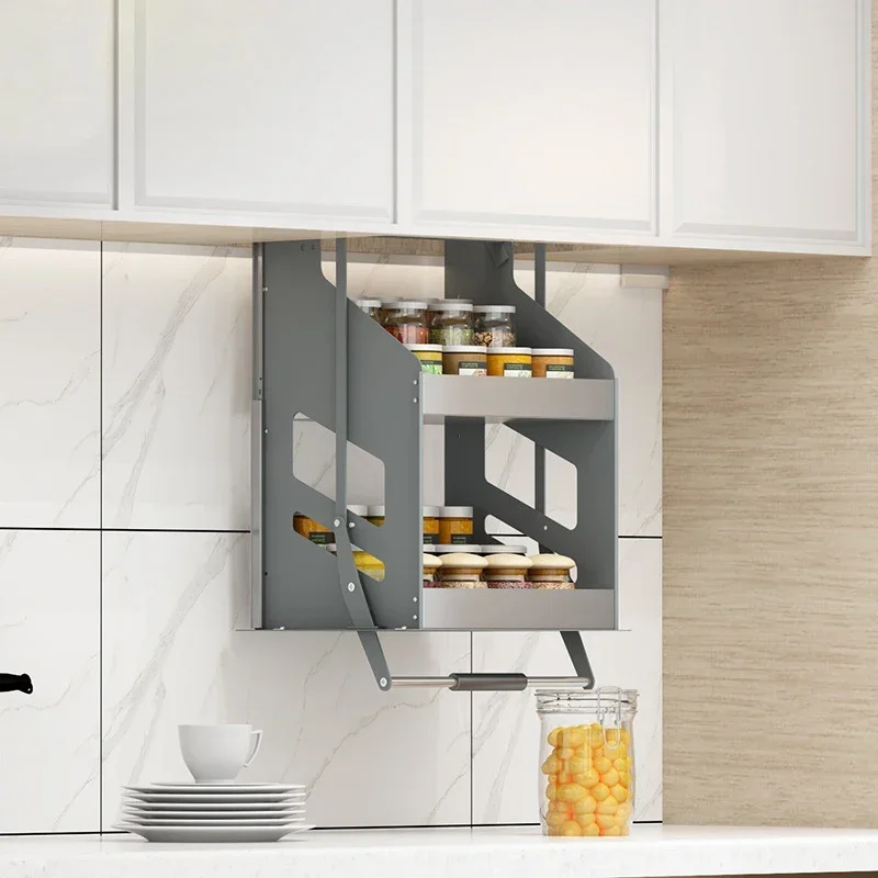 Hot selling cabinet pull-down lifting basket storage spice rack wall cabinet vertical lifting drawer basket 45/55/* 28 * 52CM