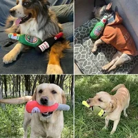 Funny Plush Dog Toys Beer Bottle Shaped Small Large Dogs Squeak Sound Clean Teeth Chew Toy Pets Interactive Playing Supplies 2