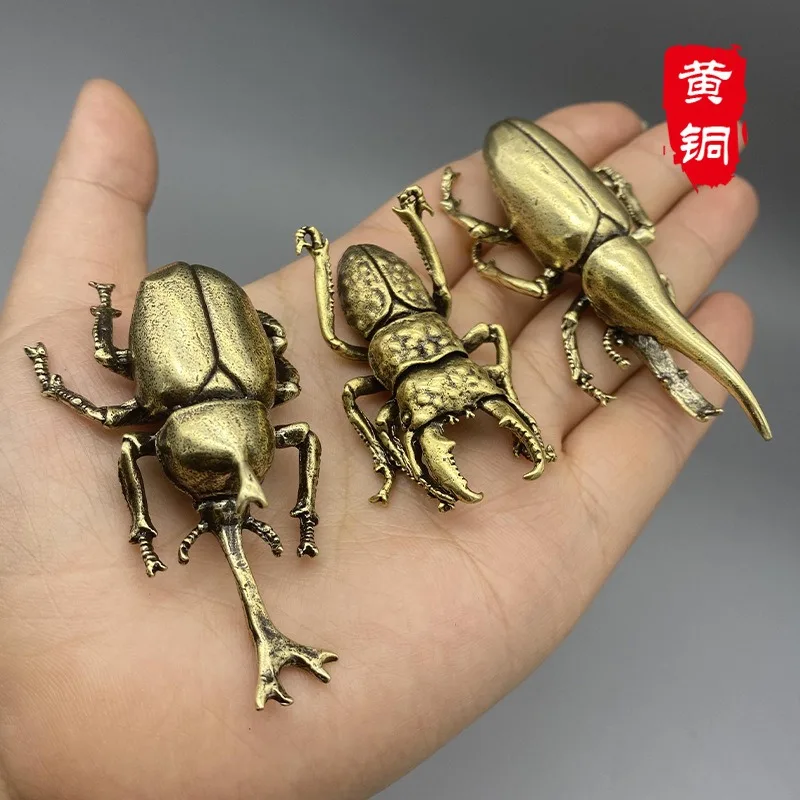 Nuevo Figurilla De Escarabajos de Bronce Antiguos