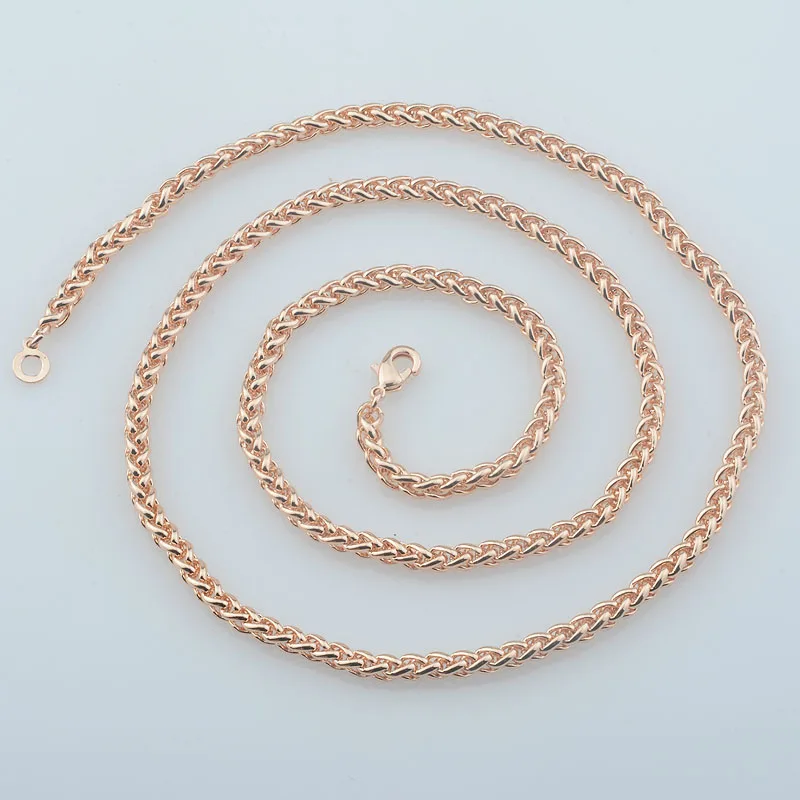 3mm 5mm catene da donna Classic Men 585 collana di grano Color oro rosa