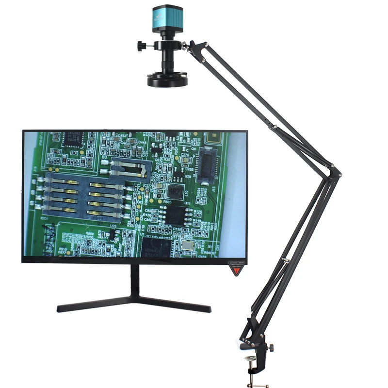 48MP 4K 1080P HDMI USB Industrial Video Digital Microscope Camera 130X Zoom C Mount Lens Cantilever stand For Repair Soldering soldering microscope,microscope camera